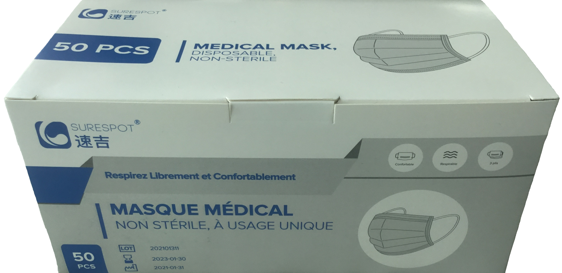 MASQUES CHIRURGICAUX Type IIR (Boîte de 30 pièces)